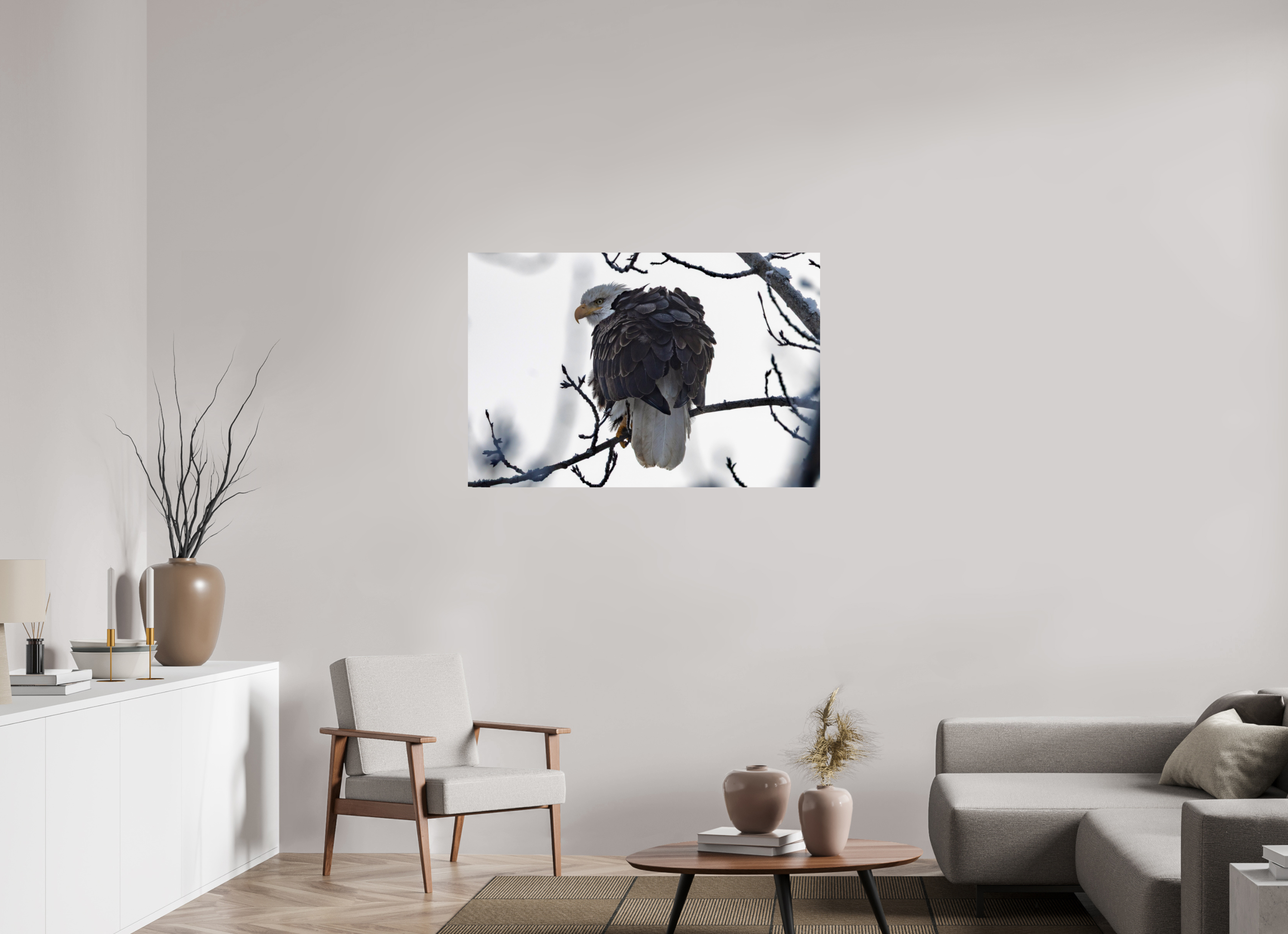 45 x 30″, Photo Print On Fuji Crystal DP II Winter Bald Eagle
