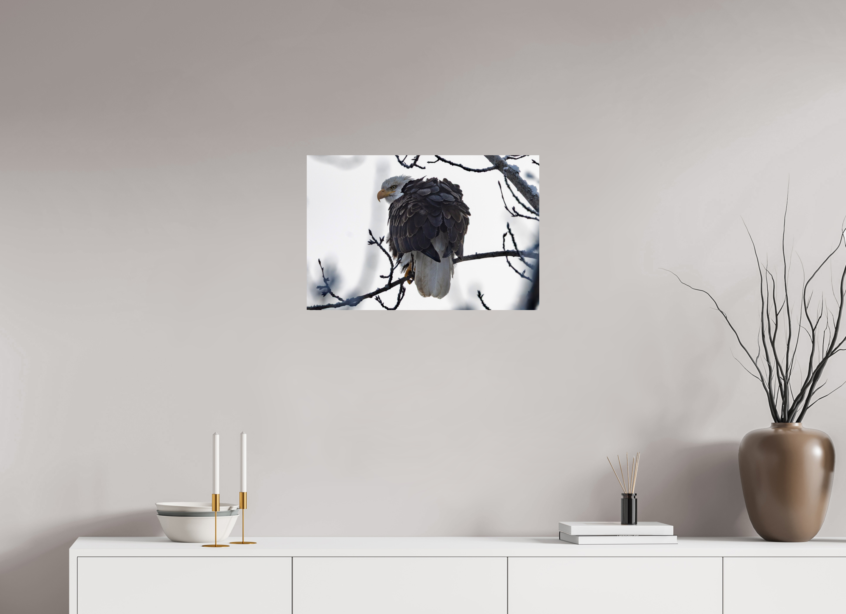 24 x 16″, Photo Print On Fuji Crystal DP II Winter Bald Eagle