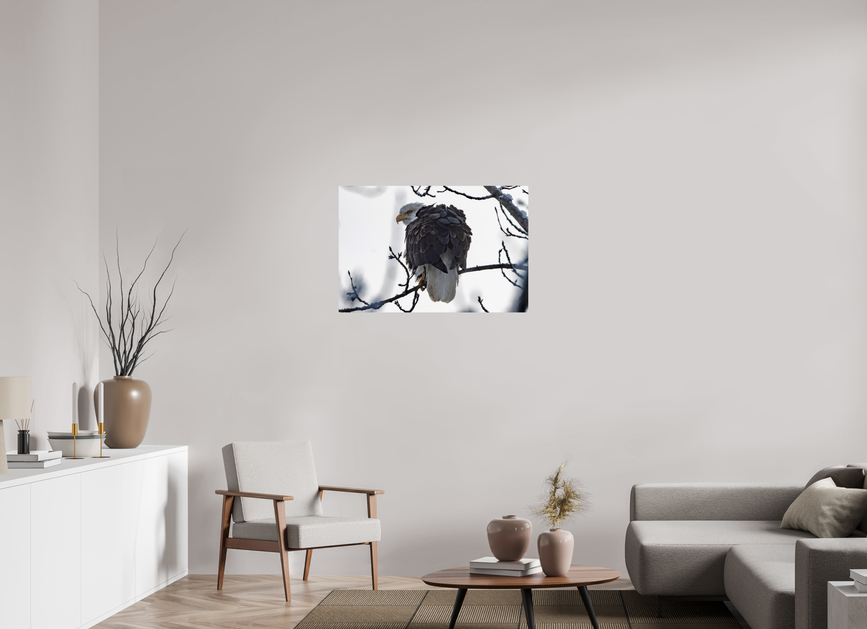 36 x 24″, Photo Print On Fuji Crystal DP II Winter Bald Eagle